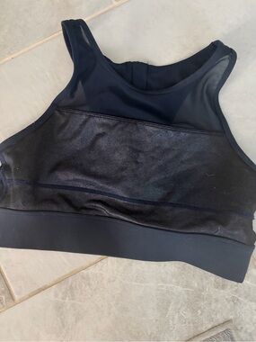 ZYIA Black High-Neck Mesh Sports Bralette